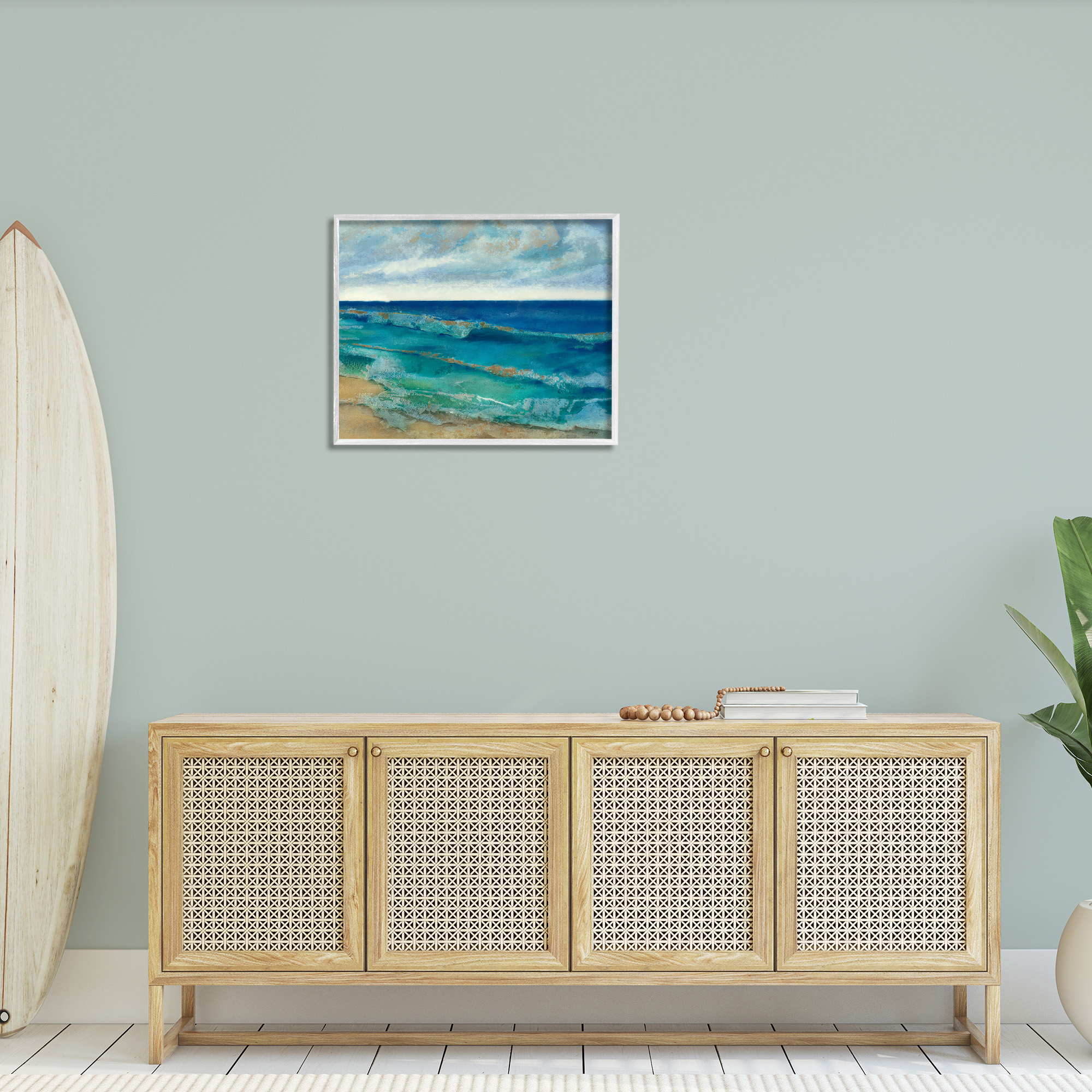 Stupell Industries Abstract Pattern Beach Landscape Painting White Framed Art Print Wall Art, 30 x 24