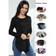 thumbnail image 6 of BUENOS NINOS Women's Long Sleeve Tops Tunic Casual Fall Shirts T Shirt Loose Blouse with Side Split, 6 of 6