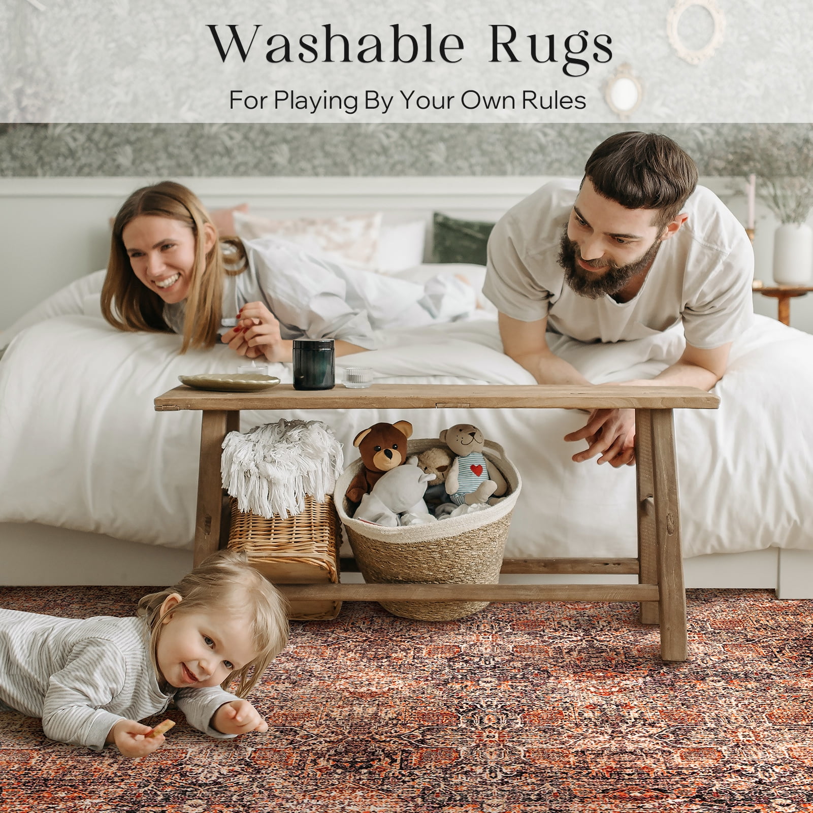 Phantoscope 2'x10' Washable Runner Rug Indoor Vintage Oriental Distressed Carpet Non-Slip Low Profile Hallway Runner for Entryway Kitchen Bedroom, Dark Red