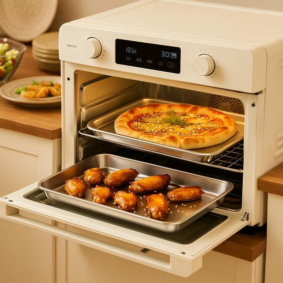 12 Pcs Baking Sheet Pan Set - Stainless Steel Trays for Toaster Oven, Non-stick, Easy Clean