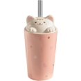 thumbnail image 1 of Ventas promocionales Taza de café con tapa para gatos, Taza de viaje de cerámica con tapa de gato en 3D, Taza alta reutilizable para té, leche, té de burbujas (rosa), 1 of 5