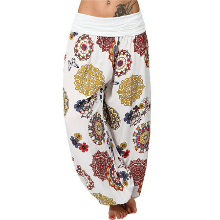 UKAP Summer Pants For Women Floral Loose Boho Harem Wide Leg Pants Palazzo Yoga Leisure