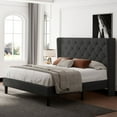 thumbnail image 3 of iPormis Full Size Bed Frame with Upholstered Wingback, Platform Bed Frame with Diamond Button Tufted Headboard, 8" Under-Bed Space, Sturdy Wooden Slats, Noise-Free, No Box Spring Needed, Dark Gray, 3 of 7