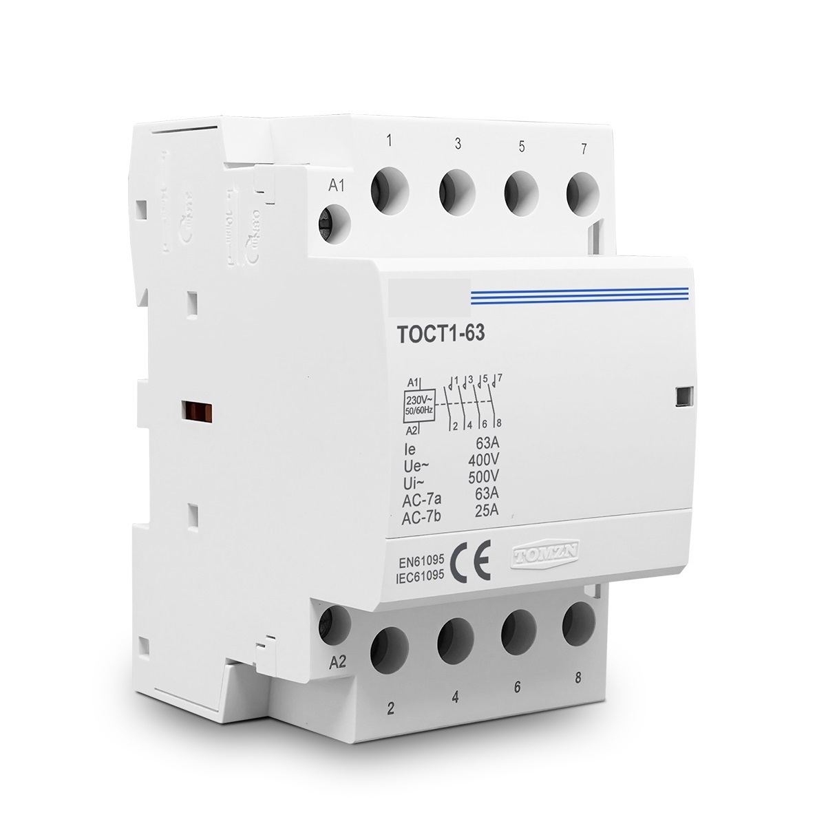 4P 63A 220V 400V~ 50/60Hz Din Rail Household AC Modular Contactor 4NO 2NO 2NC 4NC