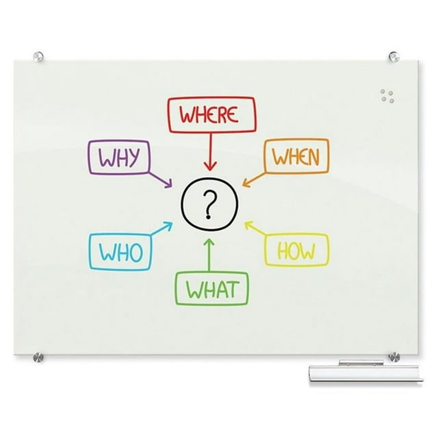 MooreCo 83843 Visionary Glass Board, Magnetic Dry Erase Whiteboard, Frameless, Gloss White, 2x3 Foot
