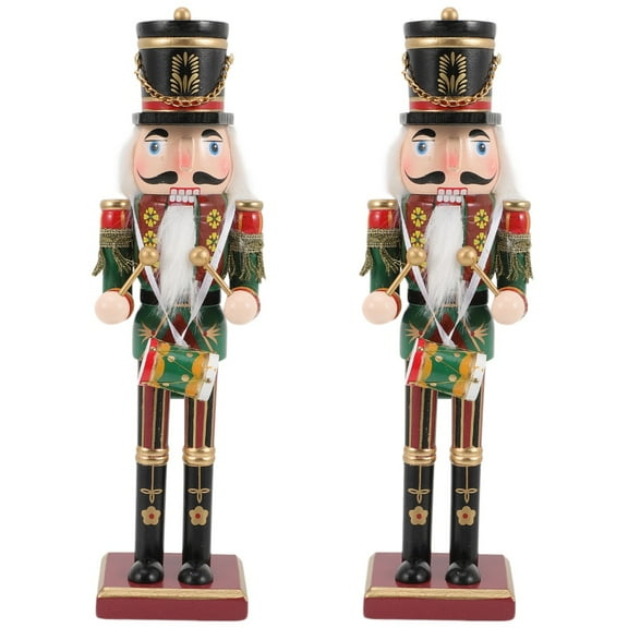 Mutmorningal Set of 2 Wooden Nutcracker Christmas Decor Nutcracker Statue Holiday Decoration