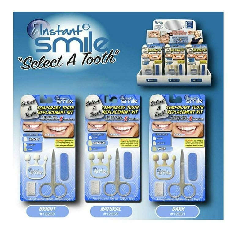 INSTANT SMILE TOOTH REPLACEMENT TEMP KIT temporary missing tooth fix 3 Color