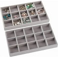 thumbnail image 7 of 2Pcs 5 x 8.3 Inch Jewelry Drawer Inserts Velvet Jewelry Tray Gray 15 Grids Dresser Earring Drawer with Removable Divider Necklace Organizer Storage Container for Bracelet Ring Watch Display 2pcs, 7 of 7