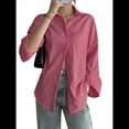 thumbnail image 2 of Camisas de Mujer con Botones, Camisas Formales A Rayas, Mangas Largas, Solapas, Camisas de Oficina, Blusas Gran Rojo S, 2 of 8
