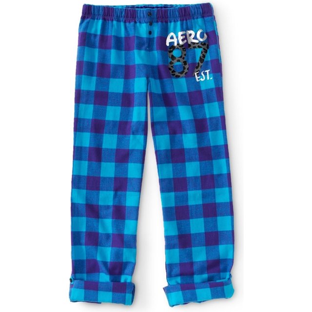 Aeropostale - Pantalones de pijama con estampado de animales a cuadros para mujer, azul, extragrande Aeropostale Pantalones de salón