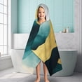 thumbnail image 6 of Blue and Gold Marble Golden Dots Pattern Hooded Bath Towel，60"x35" for Ages 3 To 12 Kids, Quick Dry Lightweight Soft Microfiber Hood Beach Towel Cover Up for Kids, 6 of 7