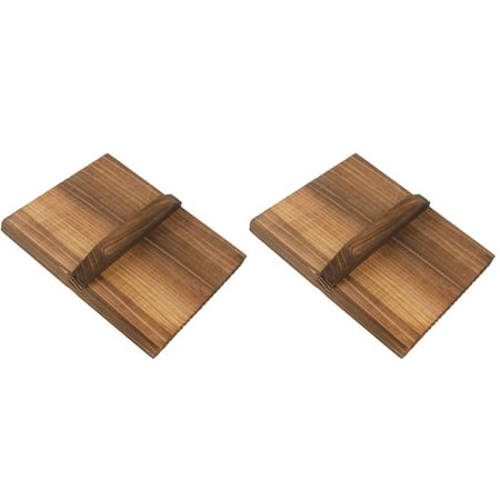 

Bestonzon 2pcs Wooden Pan Lid Kitchen Wood Japanese Pan Cover Ergonomic Handle Pan Cover