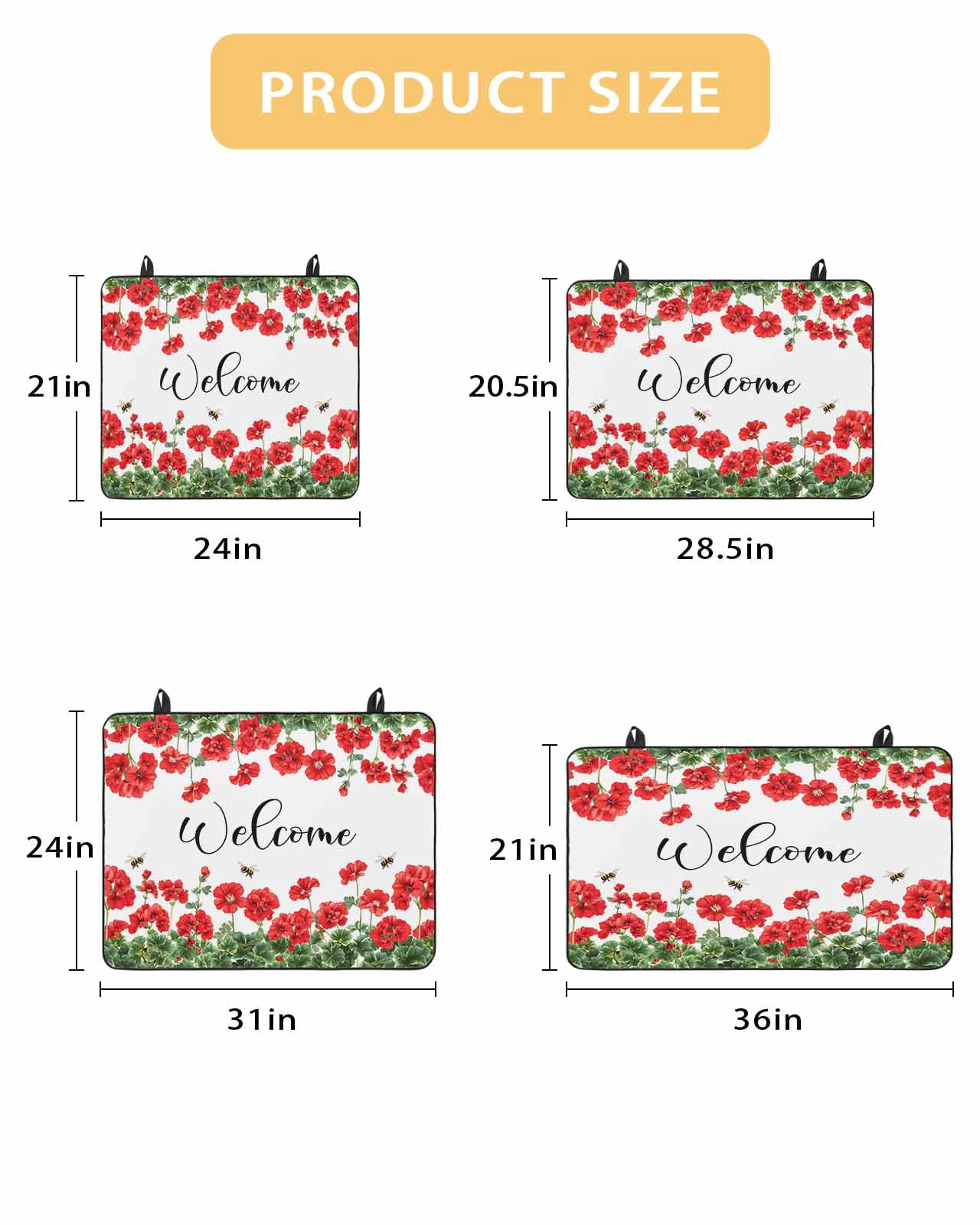 nqOlkjepod Large Induction Cooktop Protector Mat 36"x21", Red Spring Floral Stove Top Covers for Electric Stove, Welcome Green Botanical Watercolor Stove Burner Cover Mats, Glass Top Stove Cover