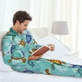 thumbnail image 6 of Naloa Turtles And Sea Men’s Pajamas Set - Long Sleeve Button Down Sleep Shirt and Pajama Bottoms Sleepwear Set-Medium, 6 of 7