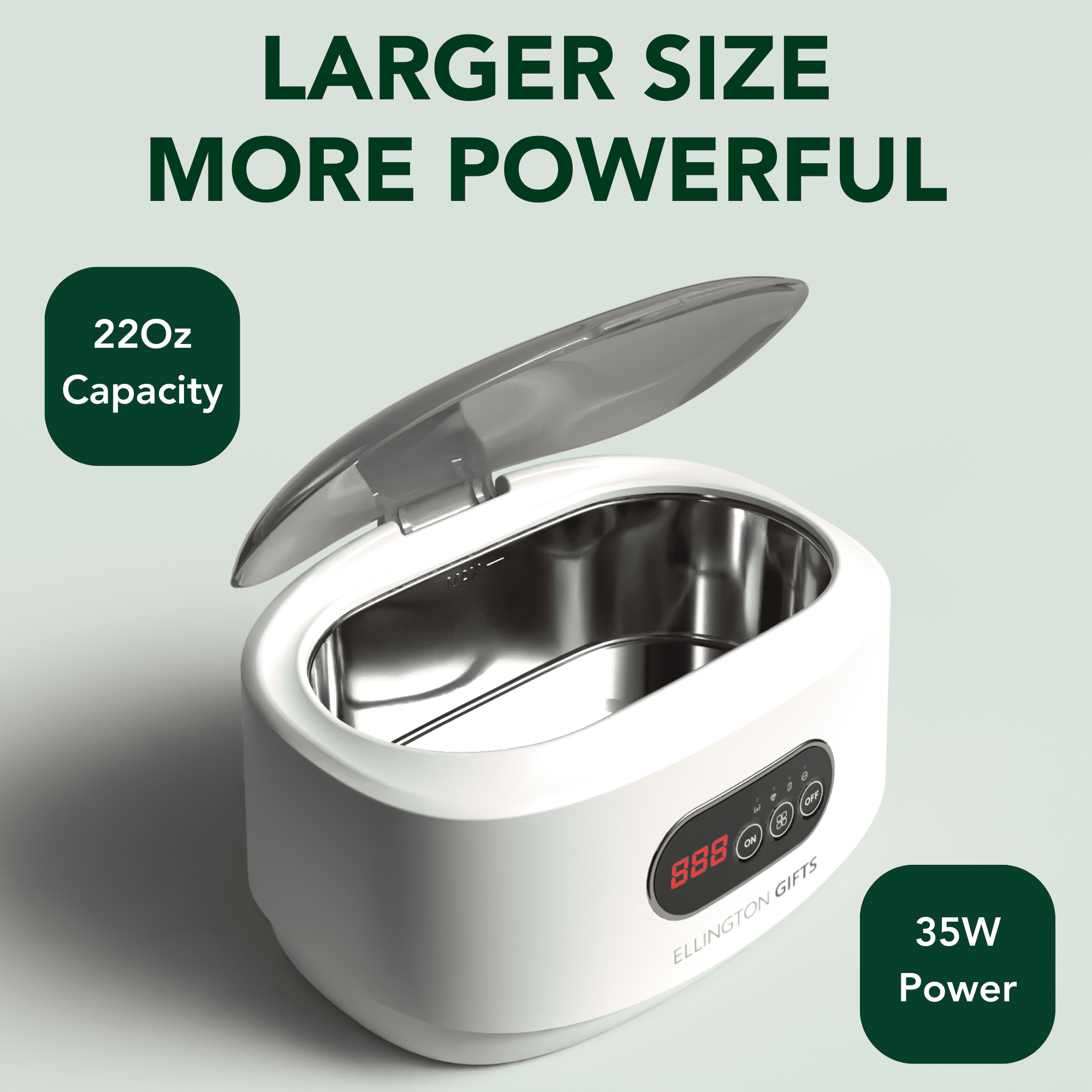 Ultrasonic Jewelry Denture Cleaner 22Oz – 48kHz Sonic Cleaner with 5 Timer Modes, 35W Power – for Rings, Retainers, Dentures, Eyeglasses, Silver, Watches, Coins & Jewelry Cleaning