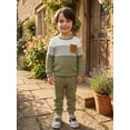 thumbnail image 3 of AceBaby Kids Boys Fall 2Pcs Outfit Sets for 3M-5Y, Contrast Color and Stripes Tops with Pants Toddler Clothes for Casual Daily, 3 of 9