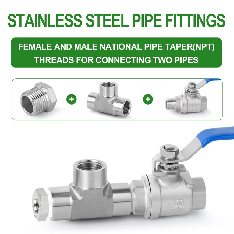 DEWIN Threaded Pipe,1pc Stainless Steel SS304 Male X Male Threaded Pipe...