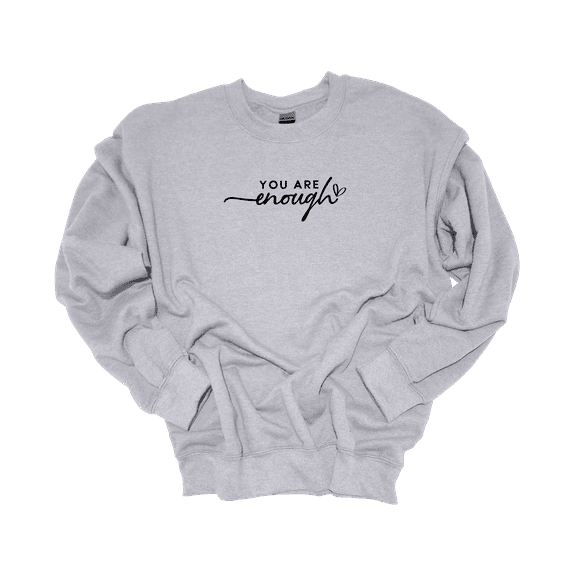 Trenz Shirt Company Womens Motivational You Are Enough Embroidered Crewneck Sweatshirt-Sport Grey-Small
