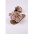 thumbnail image 4 of Pretty You London Women's Dolly Pom Pom Slider Slipper in Caramel, 4 of 5