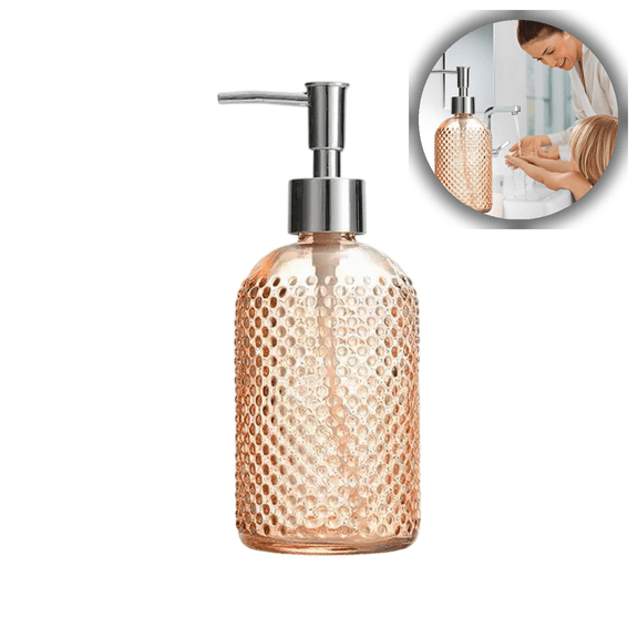 Luxury Scandinavian Glass Lotion Dispenser with Stainless Steel Pump – Durable, Leakproof Bathroom & Kitchen Soap Bottle for Hand Wash, Body Wash, and Sanitize
