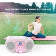 thumbnail image 4 of singing wood Macarons Portable CD Player, Bluetooth Boombox with AM FM Radio, LCD, Aux-in, Headphone Jack, AC/Battery - Rose, 4 of 7
