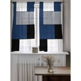 thumbnail image 4 of Navy Blue Black Grey Curtains 54 Inch Length,Sheer Curtains for Bedroom Living Room Window Modern Irregular Geometric Abstract Rod Pocket Drapes Kitchen Curtains Small Half Window 52"x54" 2 Panels, 4 of 6