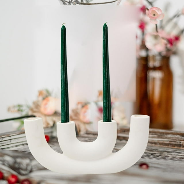 Candelabros de cerámica blanca Colco Candelabros para el hogar Navidad Halloween mesa de cena boda 23cmx10cm Portavelas cónico