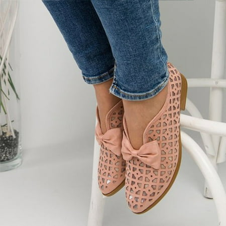 

Josdec Womens Shoes Clearance Summer Pointed Low Heeled Shoes With Breathable Hollow Out Single Shoes