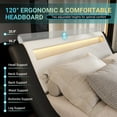 thumbnail image 5 of Sifurni King size Wave-Like Curve Deluxe Upholstered Modern Bed Frame with LED Headboard, Black+White, 5 of 10