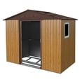thumbnail image 6 of Jopath 8ftx4ft Outdoor Metal Storage Shed with Window and Metal Foundation for Backyard, Patio, Lawn (Coffee), 6 of 8