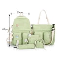 thumbnail image 2 of /set Mochila De Mujer Mochilas Escolares Casuales De Lona Para Vacaciones Verde 5 Piezas, 2 of 8