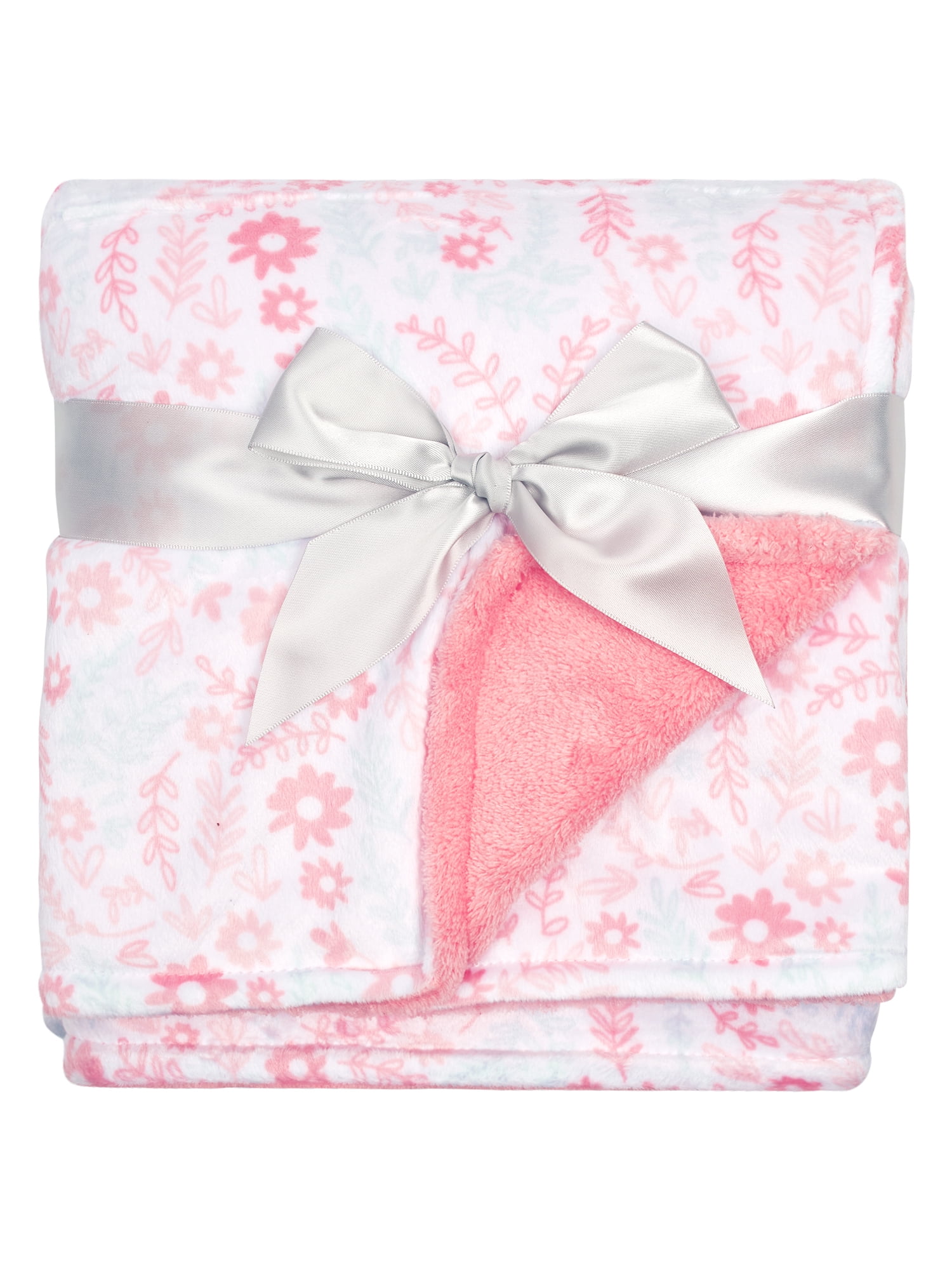 Super Soft Plush Blanket Purple Pink Floral White Dots Girl's Snuggly Blanket 
