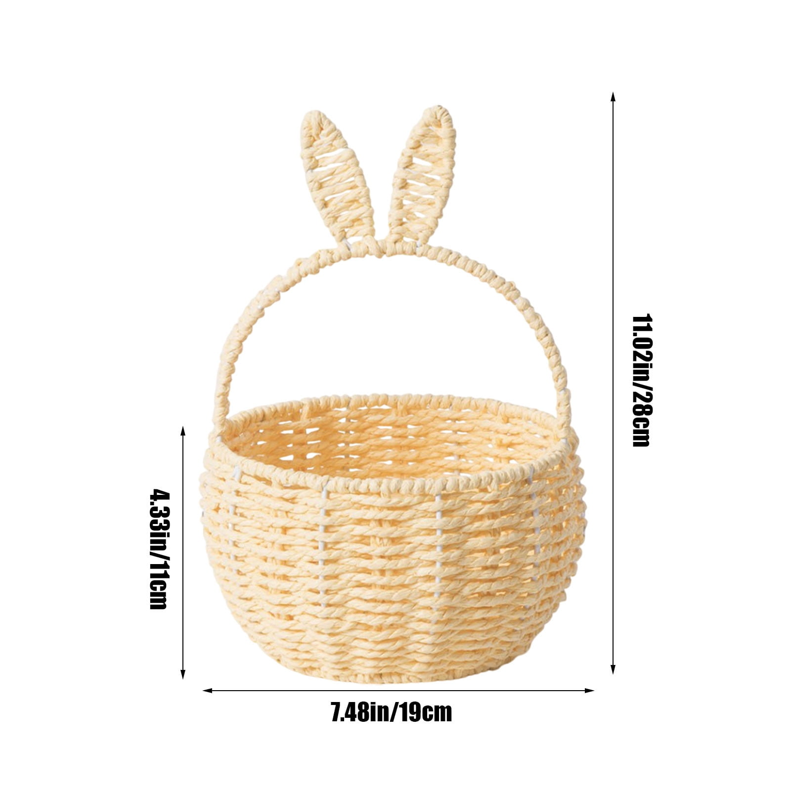 3 Packs Easter Bunny Basket with Long Ears Woven Storage Tote Bag for Easter Eggs Decorations Kids Gift Organizer Home Party Basket 26x20x16cm