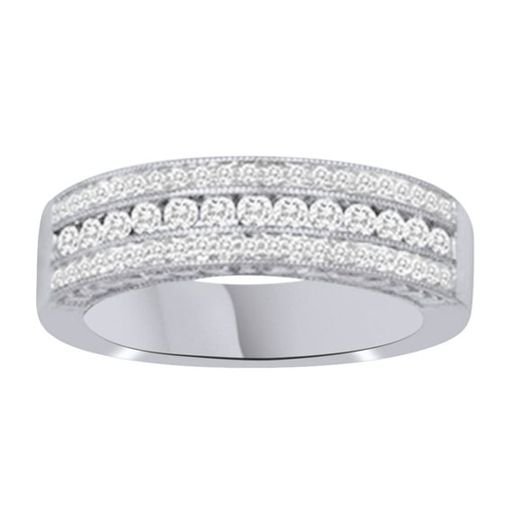 AFFY White Natural Diamond Anniversary Ring In 14k White Gold (0.5 Cttw)