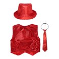 thumbnail image 4 of iiniim Kids Girls Hip-Hop Street Dance Sequined Vest Waistcoat Stage Performance Glittery Jacket Red 120, 4 of 6