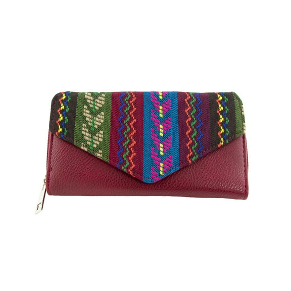 Gold Coast Azteca Design Women's Red Faux Leather Wallet Clutch