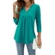 thumbnail image 1 of SAYOO, camisetas salvajes a la moda para mujer, camisetas de manga 3/4 con botones y cuello en V de Color sólido, camisas informales holgadas de primavera, ropa de calle SAYOO  moda, 1 of 5