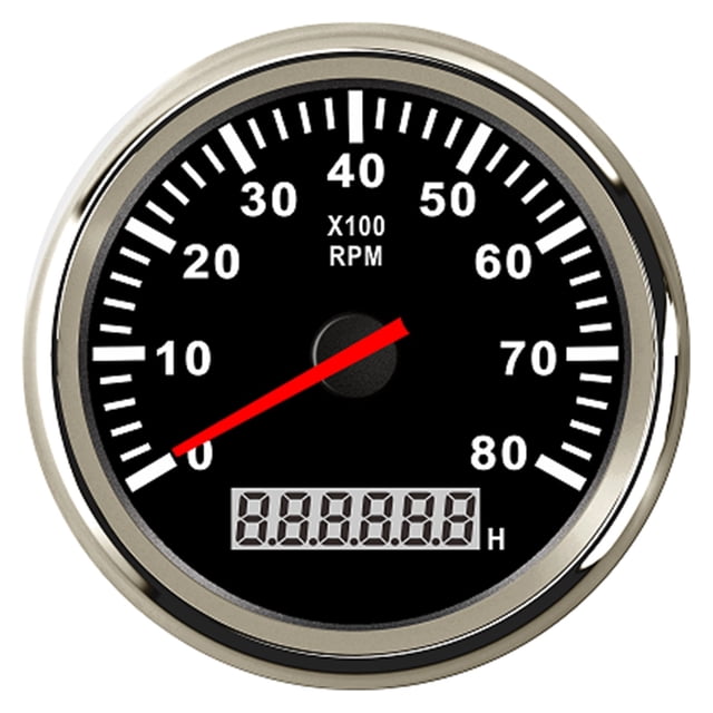Universal Tachometer 85mm Car Boat Tacho Sensor Marine with Hourmeter 3000 4000 6000 8000 RPM Tachometer 12V/24V Red Backlight ,Wide Applicability