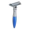 thumbnail image 3 of Graflsoa Vintage Double Edge Safety Razor for Men - Blue Handle, Blade Not Included, Compact & Travel-Friendly Design, High-Quality Alloy Construction, 3 of 6