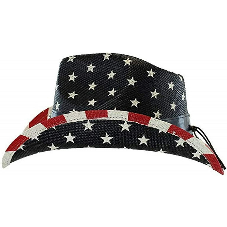 ELFINDEA Sun Hat Womens Men's Vintage USA American Flag Cowboy W