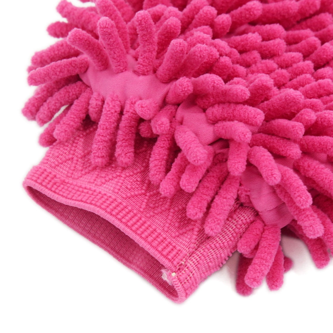 Unique Bargains Fuchsia Microfiber Chenille Wash Mitt Vehicle Cleaning Glove
