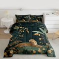 thumbnail image 2 of Feelyou Jungle Leopard Animal Queen Comforter Set, Wildlife Cheetah Lover Bedding Sets, Rustic Leaf Flower Reversible Bedding Comforter Set, Super Cozy Room Decor, 3 Pieces, 2 of 8
