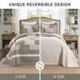 thumbnail image 5 of DDUOXIN Oversized Bedspread Queen Size, 102 X 120 Comforter, 100% Cotton Plaid Farmhouse Quilt, Lightweight Floral Pattern Striped Coverlet, Gray Beige Brown Bedding Set, 3 - Piece for All Season, 5 of 13