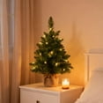 thumbnail image 7 of 2FT Green Mini Christmas Tree with Led Lights & Bag, Artificial Greenery Flocked Mini Christmas Decoration, Indoor Home Evergreen Tabletop Decor, 7 of 7