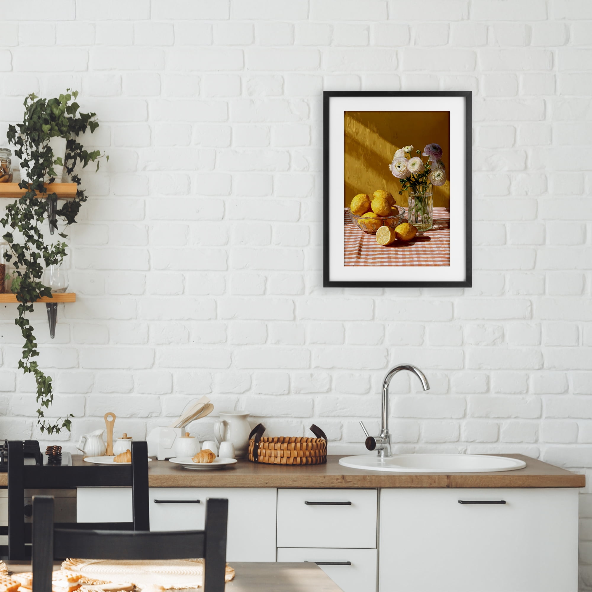 Stupell Industries Lemony Breakfast Arrangement Black Framed Print Under Glass, design by Petal Prints Design