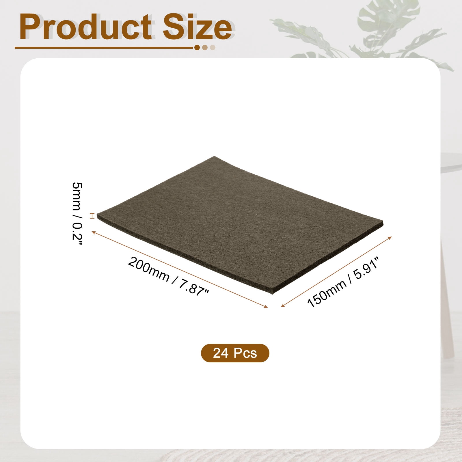 Felt Furniture Pads, 24Pack 7.87" x 5.91" Adhesive Backed Non-slip Anti-scratch Felt Pad for Protecting Hardwood Floor, Brown
