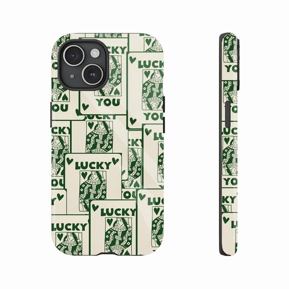 Lucky You Trendy Phone Case for iPhone 11/12/13/14/15/16 (Pro Max/Plus) – Festive Green Design with Heart Patterns, Durable Protection for Style-Conscious Users, Perfect Gift for Any Occasion