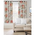 thumbnail image 2 of Peach Blackout Curtains for Bedroom/Living Room, Thermal Insulated Kitchen Curtains, Spring Floral Green Leaf Botanical Pink Fruit Rustic Grommet Darkening Window Treatment Drapes 42"x63"x2, 2 of 8