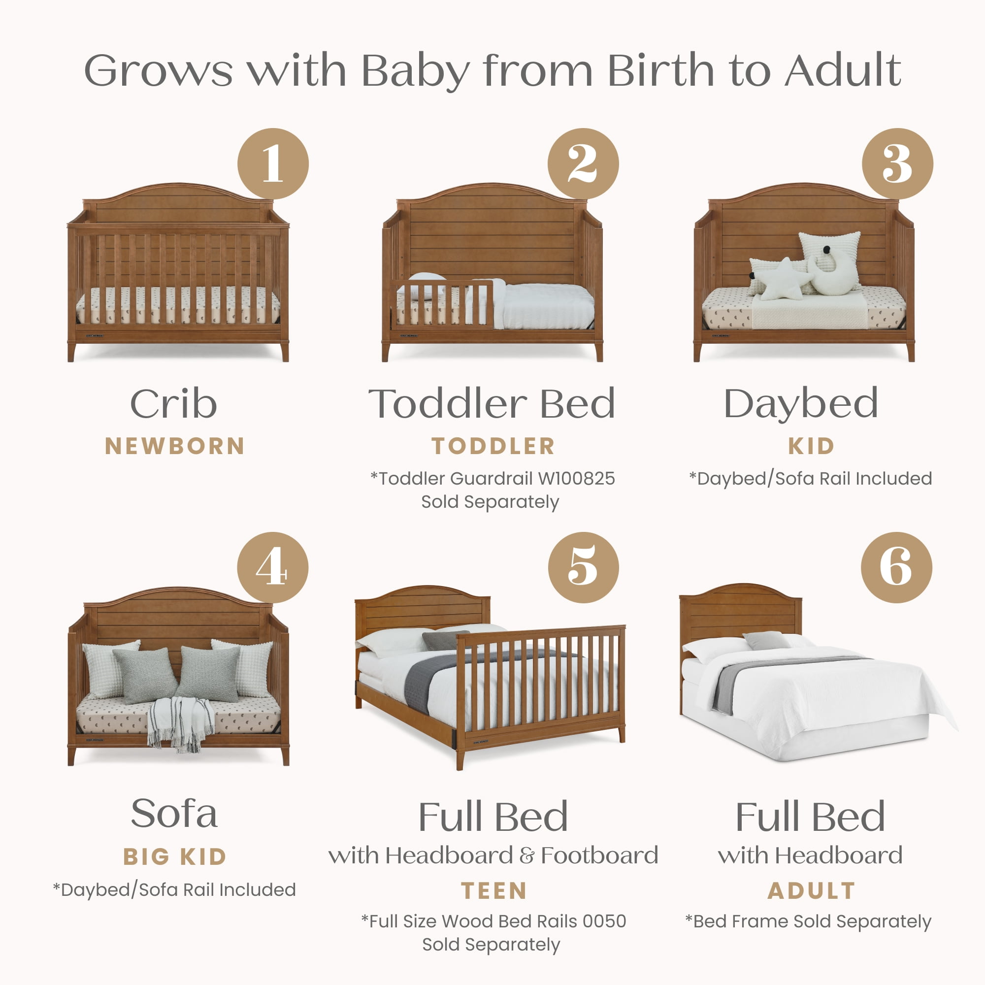 Delta Children Phoebe 6-in-1 Convertible Crib - Greenguard Gold Certified, Chestnut