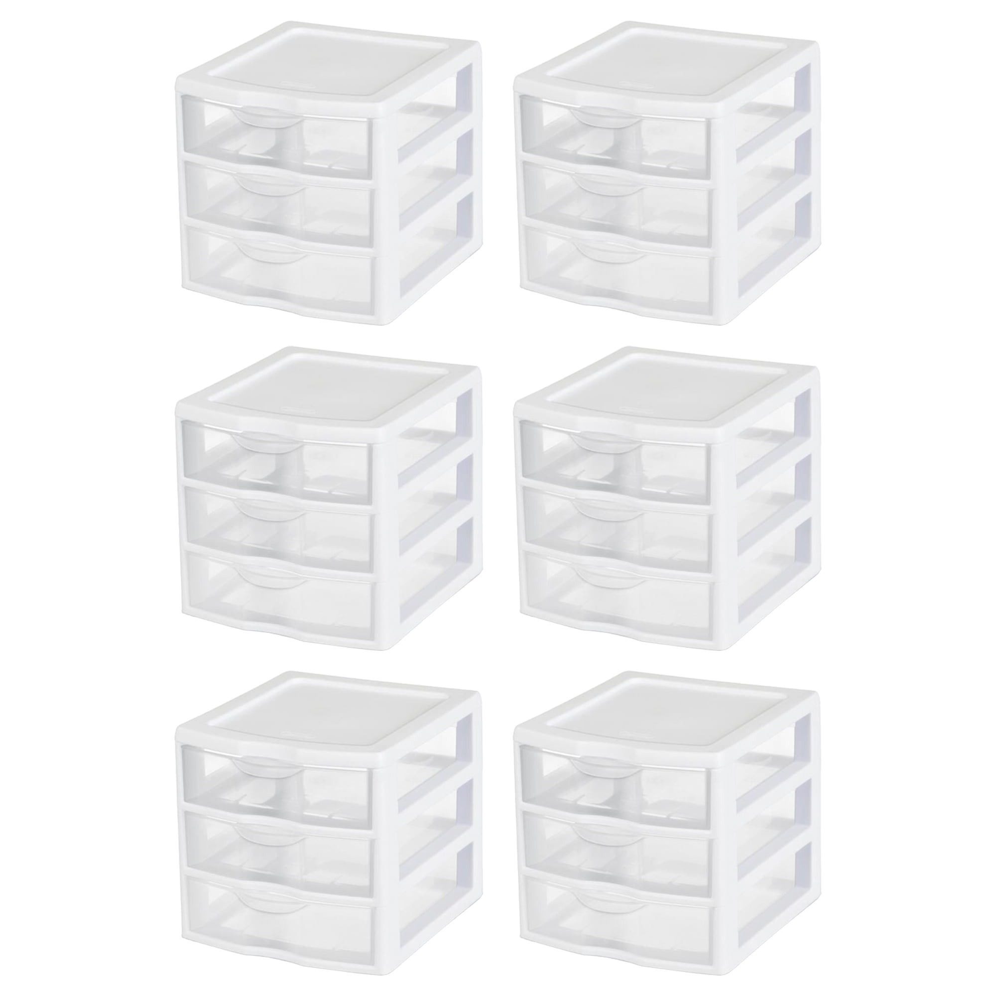 Sterilite Adult Stackable Small Compact Counter top 3 Drawer Plastic Storage  Bin, Clear (Set of 6) - Walmart.com